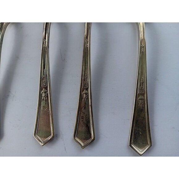 6 VINTAGE 1920 ROGERS XII SILVERPLATE DINNER FORKS LA TOURAINE PATTERN - Picture 4 of 7